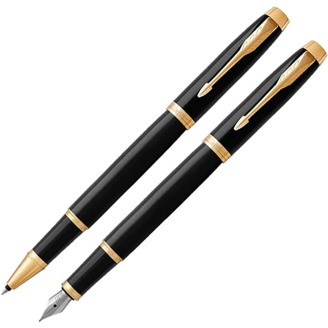 Personalised Parker IM Rollerball Fountain Pen Set Black