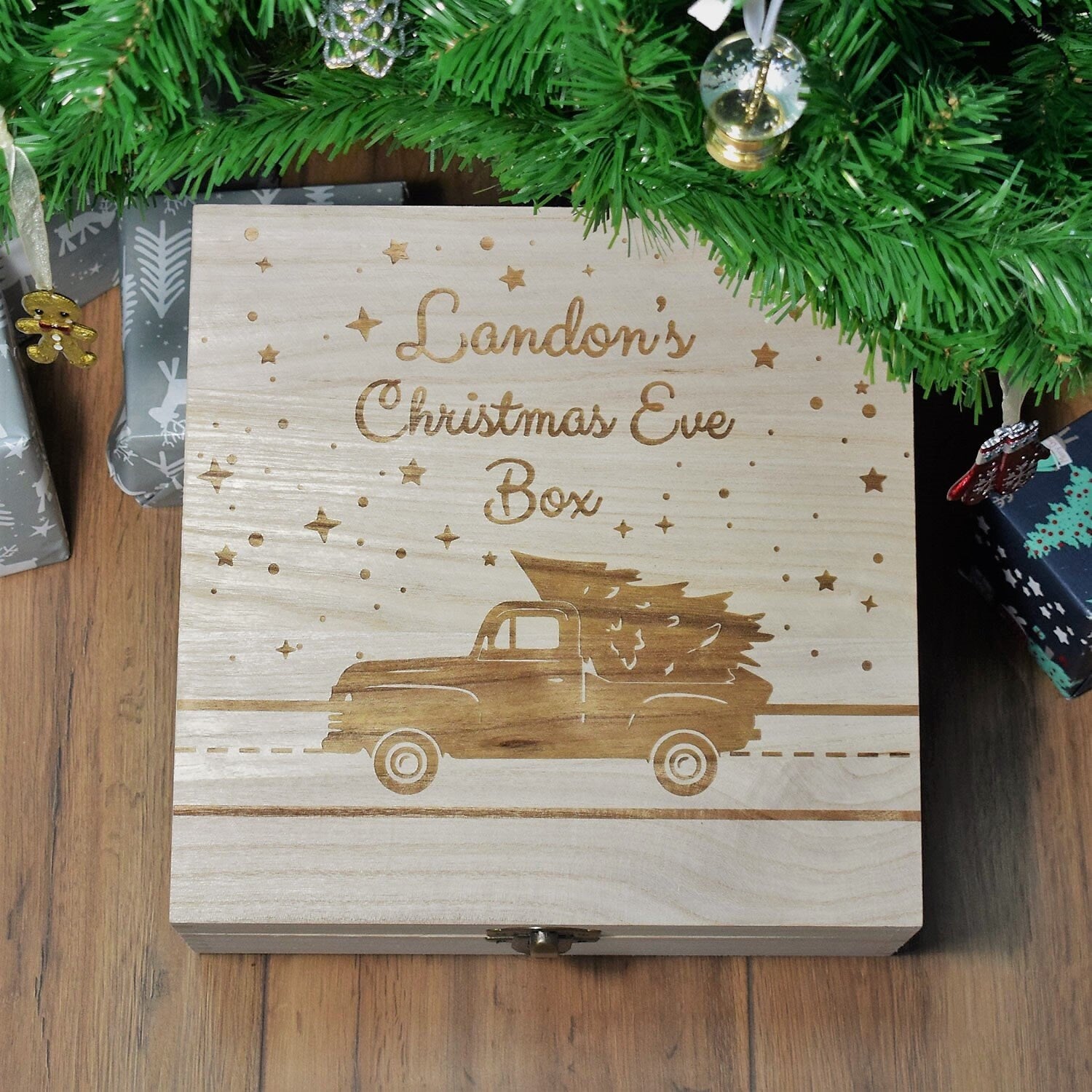 Engraved Christmas Eve Box Personalised Wooden Christmas Box for Boy Custom Gift Co