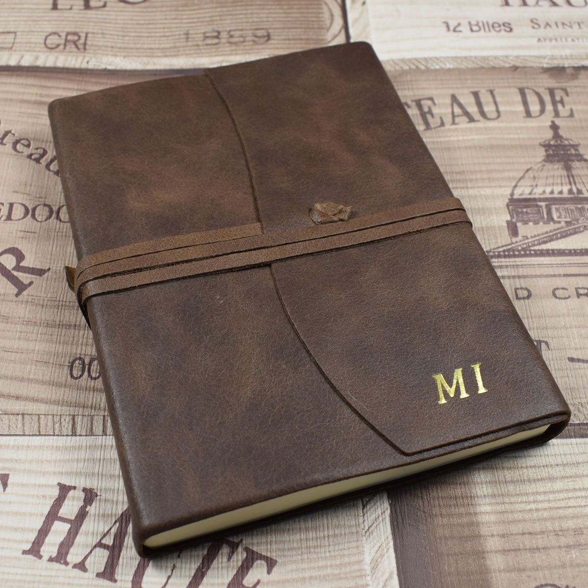 Embossed Medium Purple Genuine Leather Journal