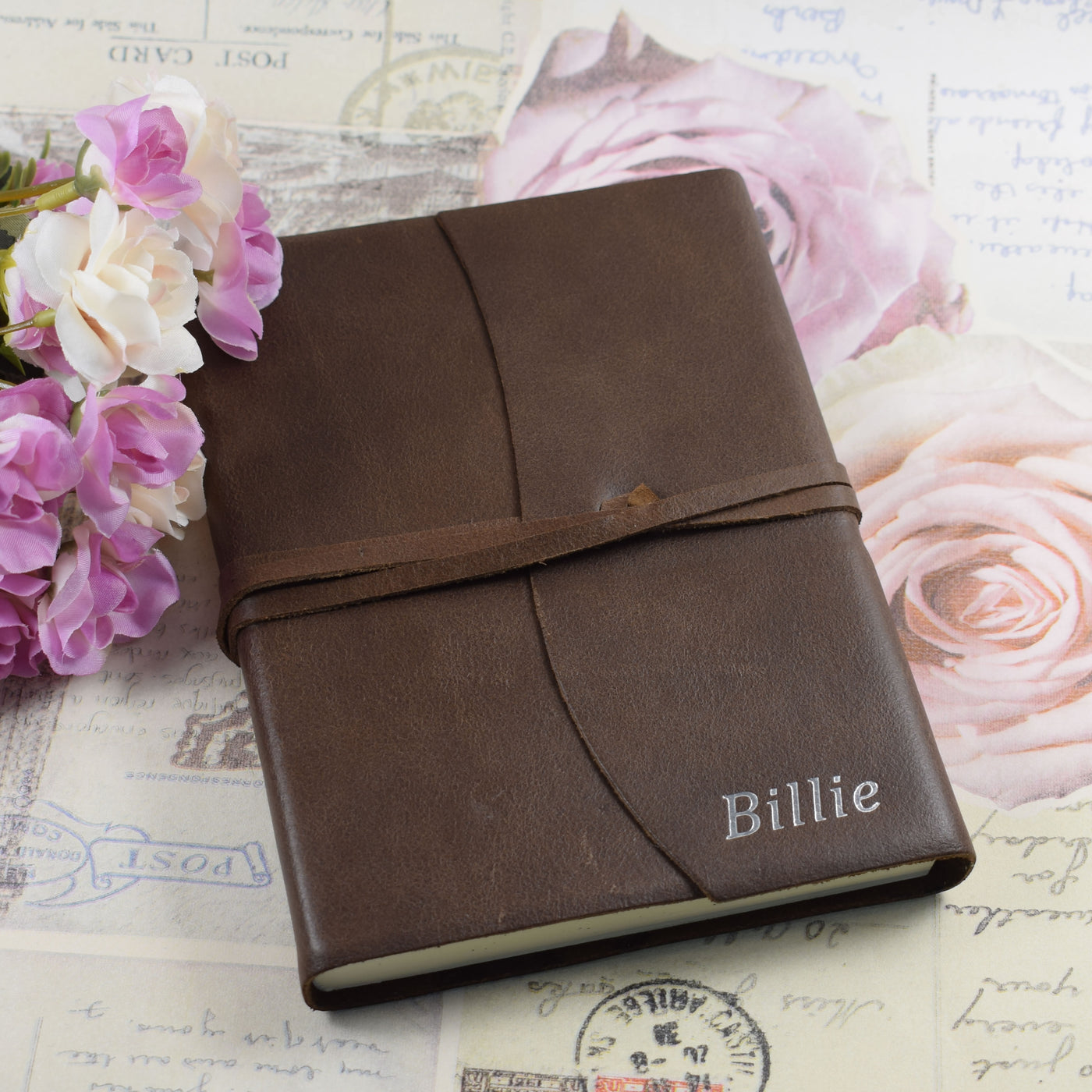 Embossed Medium Purple Genuine Leather Journal