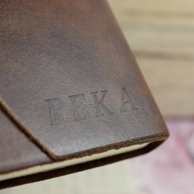 Embossed Medium Purple Genuine Leather Journal