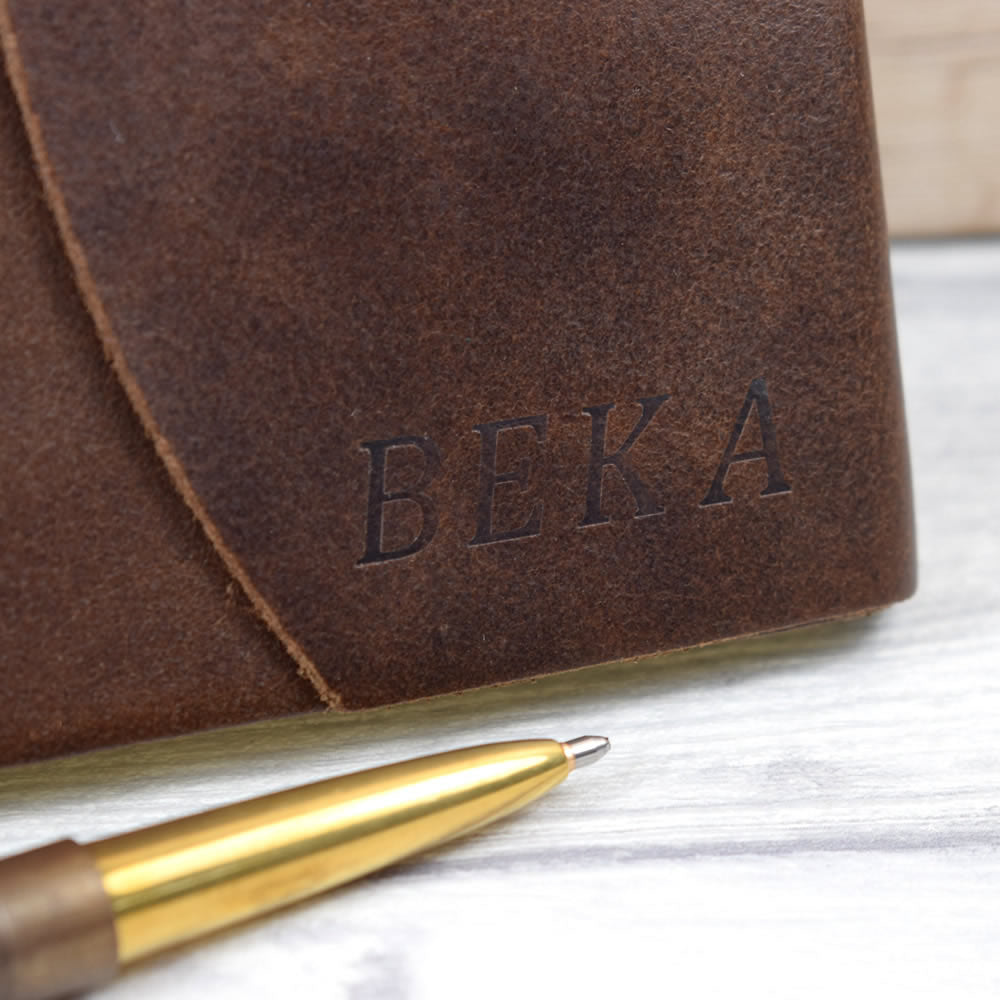 Embossed Medium Purple Genuine Leather Journal