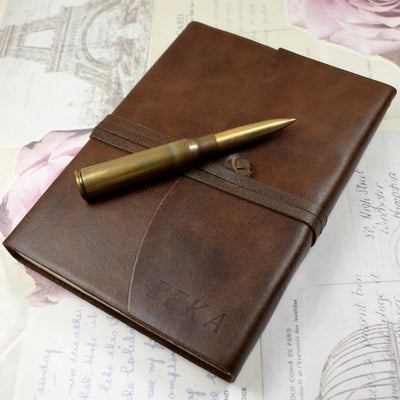 Embossed Medium Purple Genuine Leather Journal