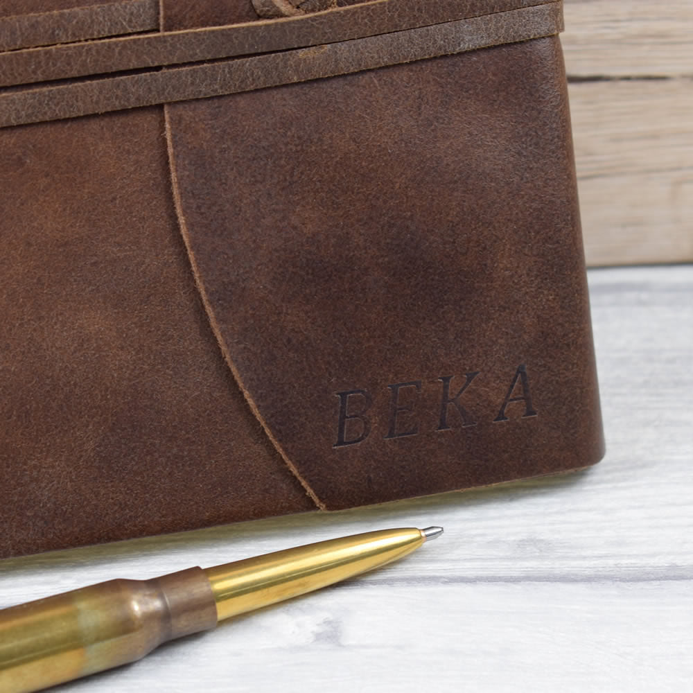 Embossed Medium Purple Genuine Leather Journal