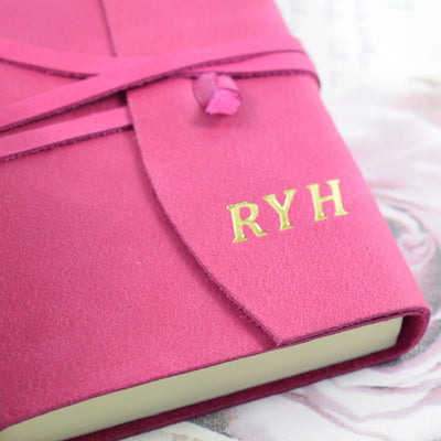 Embossed Medium Purple Genuine Leather Journal