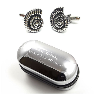 Palaeontologist Dinosaur Fossil Cufflinks & Engraved Gift Box (X2AJ329) - Novelty Cufflinks, Quirky Cufflinks, Personalised Cufflink Box