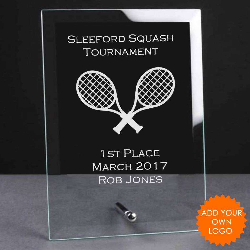 Personalised, Engraved Jade Glass Squash Competition Award - Squash Trophy, Squash Sports Club