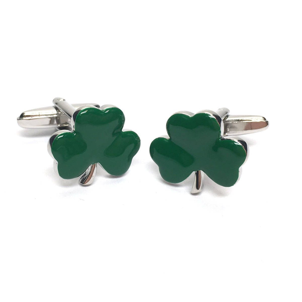 St Patricks Day Ireland Irish Clover Shamrock Cufflinks & Engraved Gift Box (X2AJ001) - Novelty Cufflinks, Personalised Cufflink Box