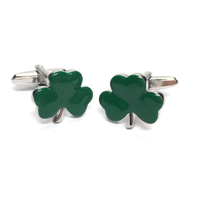 St Patricks Day Ireland Irish Clover Shamrock Cufflinks & Engraved Gift Box (X2AJ001) - Novelty Cufflinks, Personalised Cufflink Box