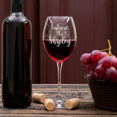Custom Wine Glasses, Personalised Wine Glasses, Future Mrs Gift, Bride to Be Wine Glasses, Etched Wine Glasses, Personalized Wine Glasses