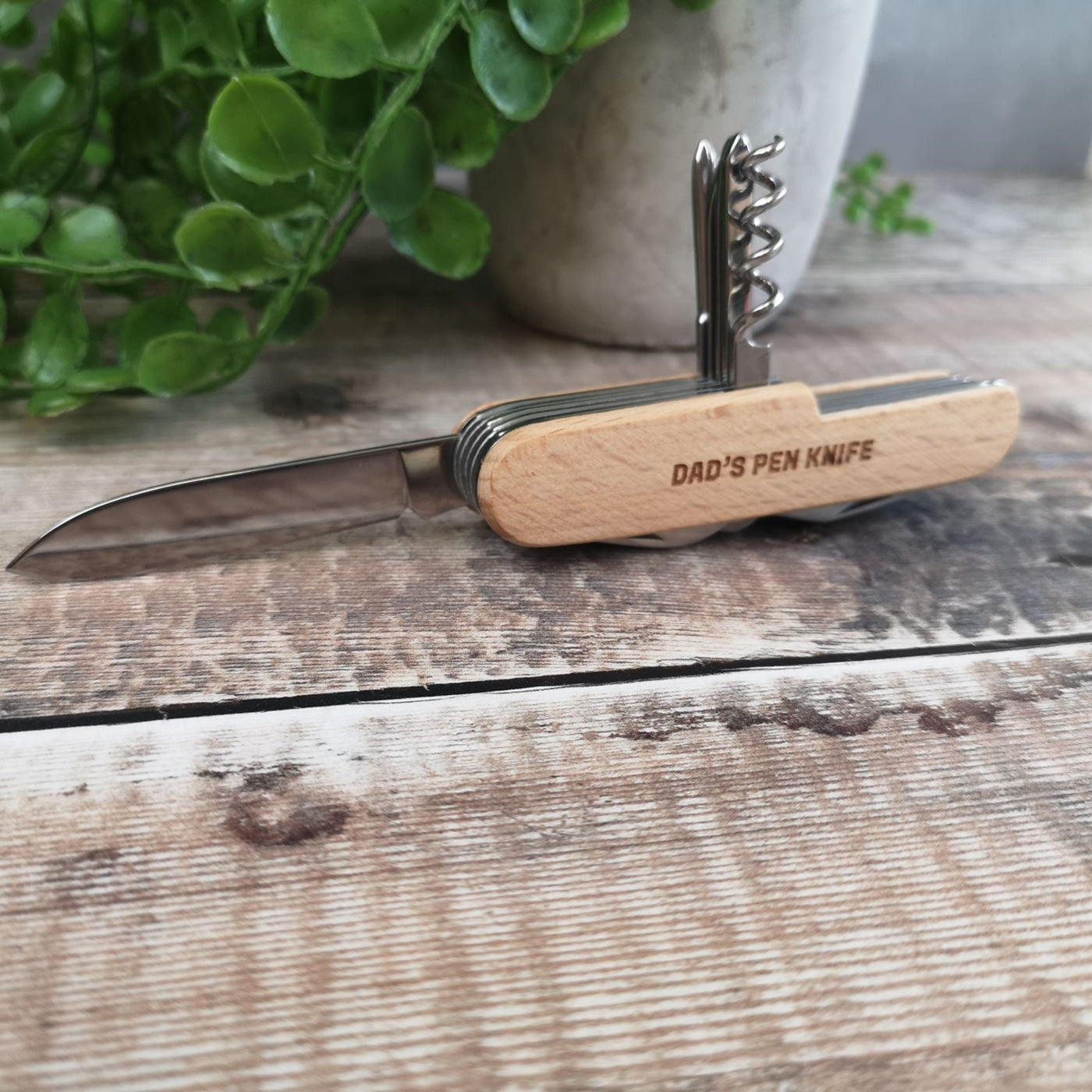 Personalised Engraved Pen Knife | Stainless Steel Pocket Knife | Beech Wood Pen Knife | Gift for Birthday Anniversary Father's Day Christmas