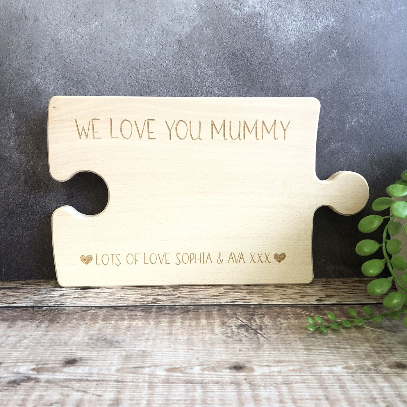 Personalised Engraved INTERLOCKING Jigsaw Shaped Solid Wood Chopping Board | Chopping Board | Gifts for Mum | Cheese and Charcuterie Board