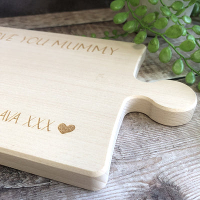 Personalised Engraved INTERLOCKING Jigsaw Shaped Solid Wood Chopping Board | Chopping Board | Gifts for Mum | Cheese and Charcuterie Board