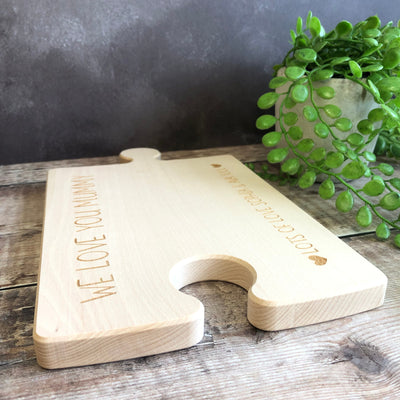 Personalised Engraved INTERLOCKING Jigsaw Shaped Solid Wood Chopping Board | Chopping Board | Gifts for Mum | Cheese and Charcuterie Board