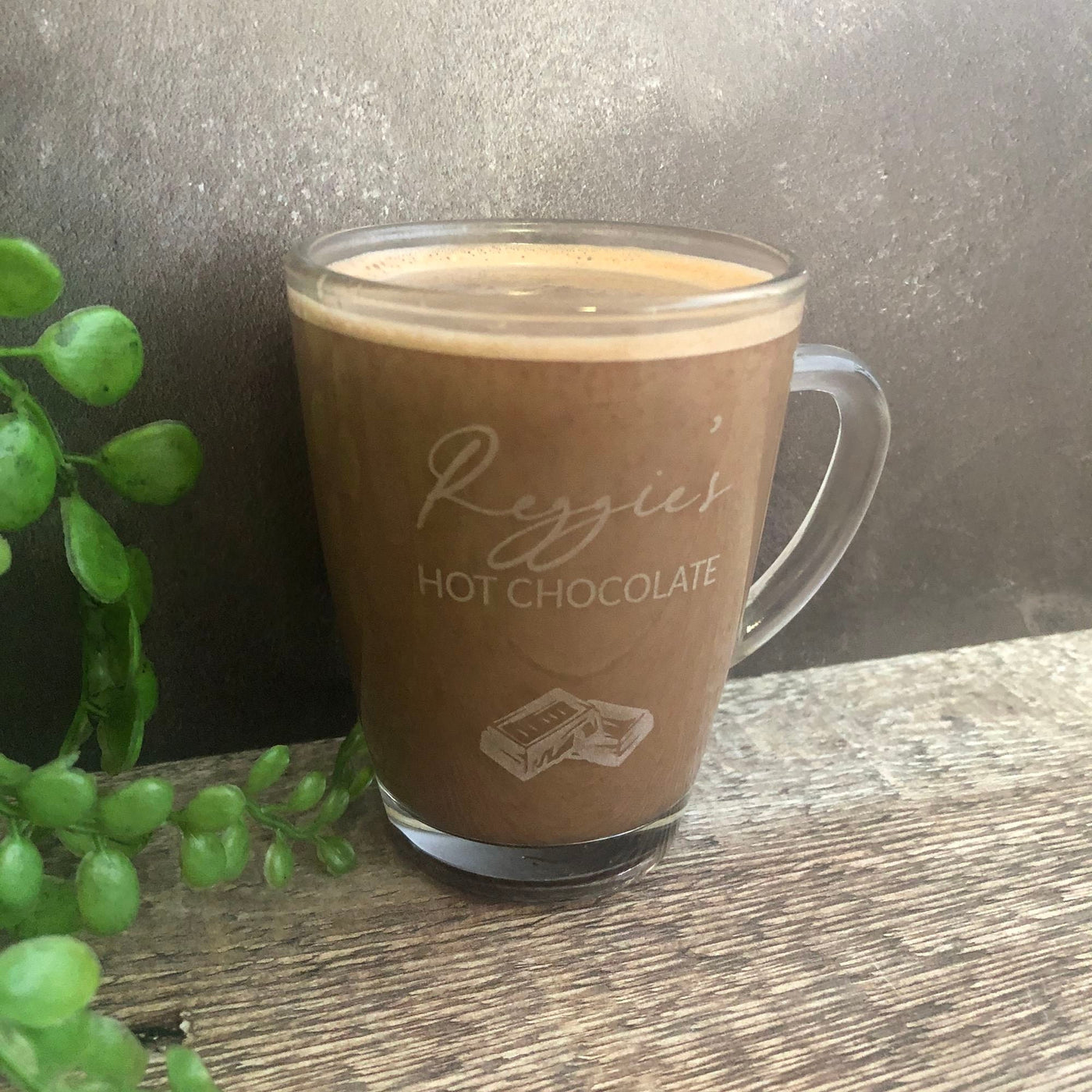 Personalised Engraved Glass Mug with Chocolate Pieces, Engraved Mug, Hot Chocolate Mug, Hot Chocolate Gifts, Chocolate Lover, Hot Choc Drink
