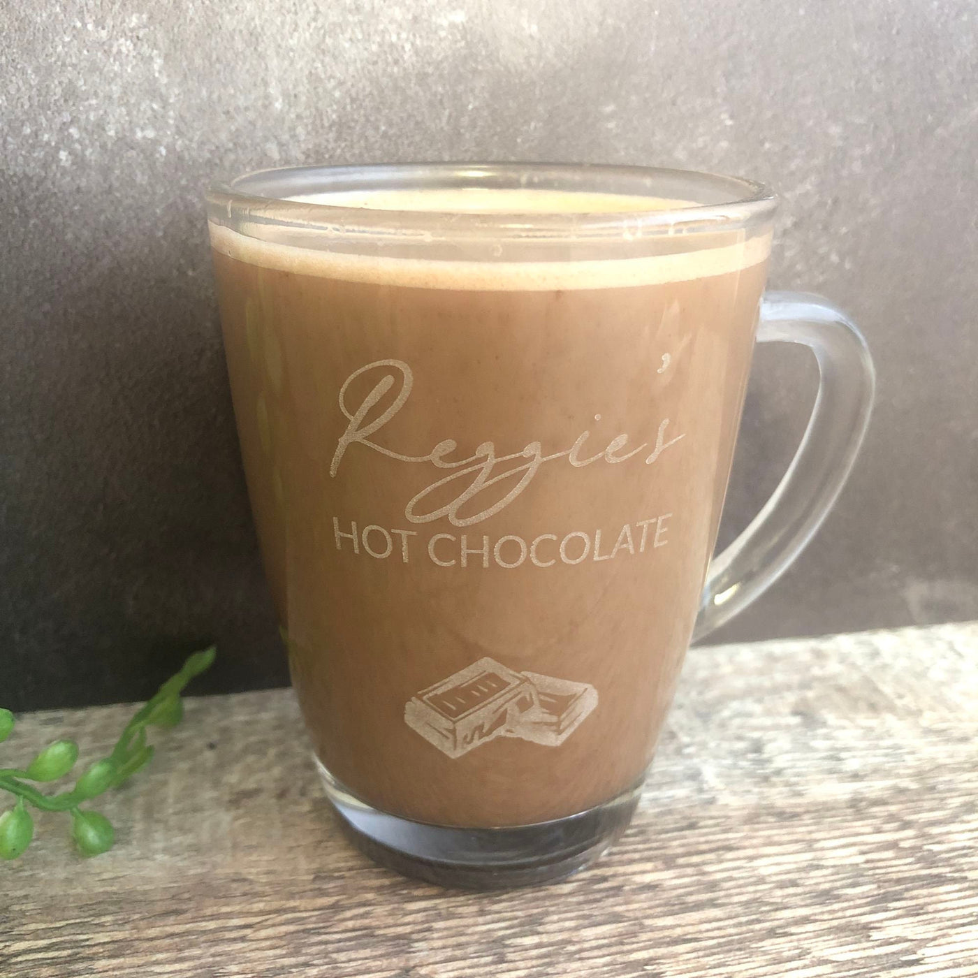 Personalised Engraved Glass Mug with Chocolate Pieces, Engraved Mug, Hot Chocolate Mug, Hot Chocolate Gifts, Chocolate Lover, Hot Choc Drink