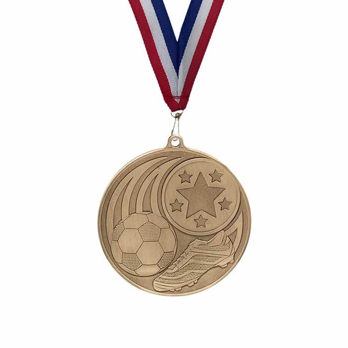 Personalised Football Medals with Ribbon, FREE Engraving, Add your team logo, Gold, Silver & Bronze Football Awards