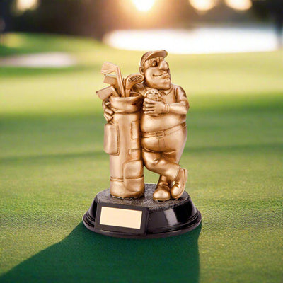 Personalised Beer Belly Golf Award, FREE ENGRAVING, Golf Novelty Trophy, Gold Outrageous Beer Belly Golf Figure Award