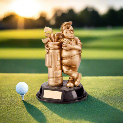 Personalised Beer Belly Golf Award, FREE ENGRAVING, Golf Novelty Trophy, Gold Outrageous Beer Belly Golf Figure Award