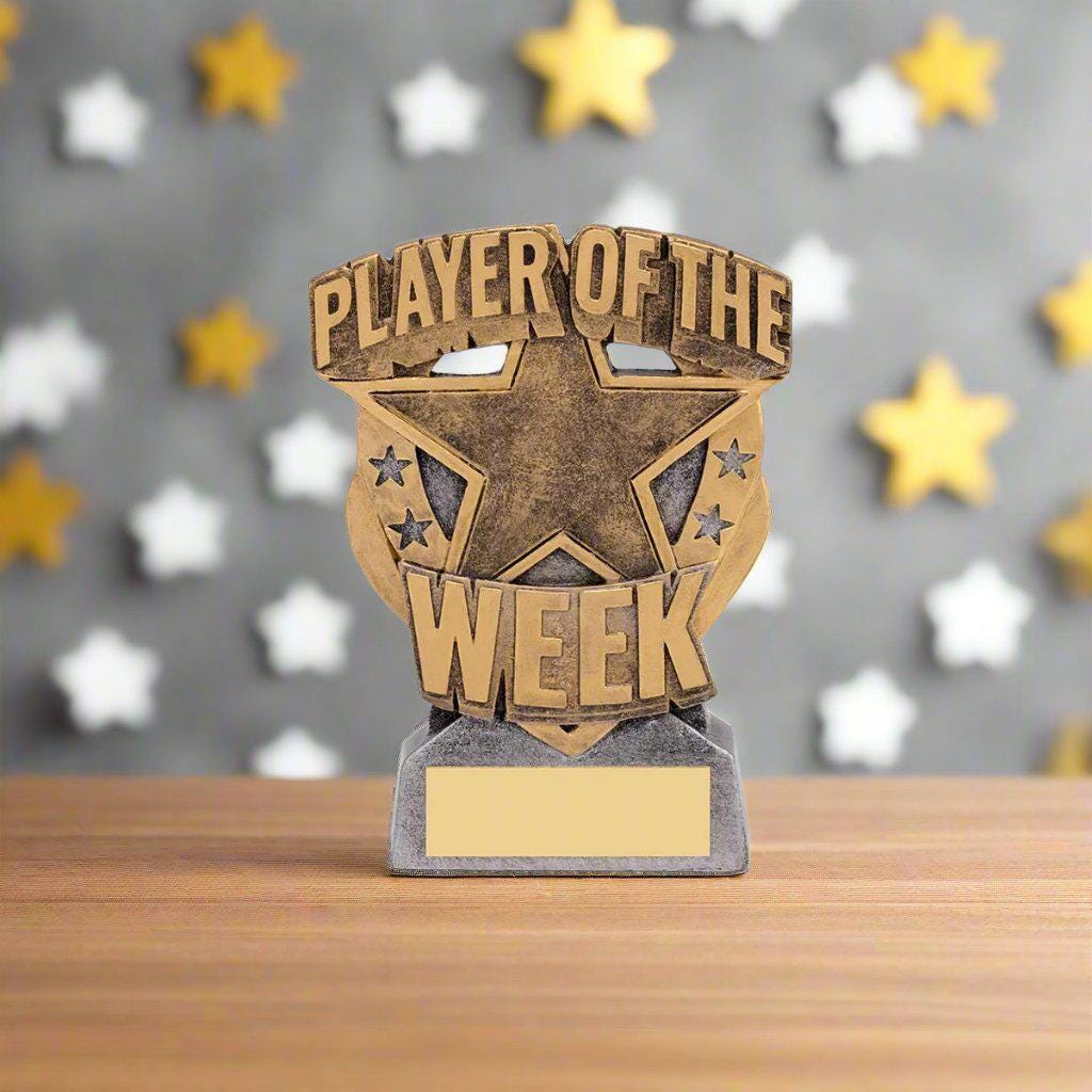 Personalised Gold Player of the Week Trophy, Personalised Sports Trophy, FREE ENGRAVING, Sports Awards, Player of the Week Star Trophy