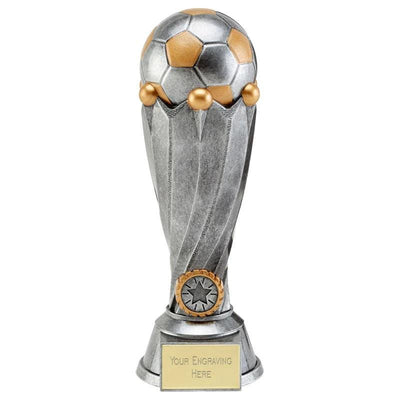 Tower Football Trophy - Antique Silver, Player of the Match Trophies, Football Award, FREE ENGRAVING,  Add Your Team Logo