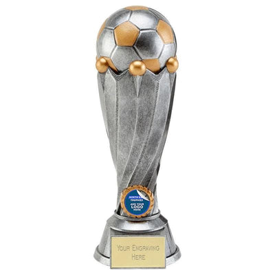 Tower Football Trophy - Antique Silver, Player of the Match Trophies, Football Award, FREE ENGRAVING,  Add Your Team Logo