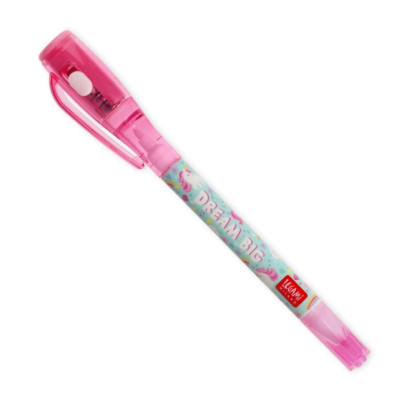 Legami Invisible Ink 3-in-1 Magic Unicorn Pen with UV Light - Legami Pens, Torch Pens, Pink Pen, Unicorn Pen, Unicorn Stationery, Magic Pen