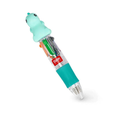 Legami Mini 4-Colour Magic Ballpoint Pen - Dinosaur, Oldschool Pens, Retro Pen, Multi Ink Pens, Multicolour Pens, 4 Ink Colour Pen