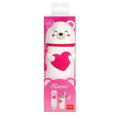 Legami Kawaii 2 in 1 Soft Silicone Pencil Case - Kawaii - Teddy Bear, Valentines Gifts, Cute Gifts, Cute Pencil Case, Legami Stationery