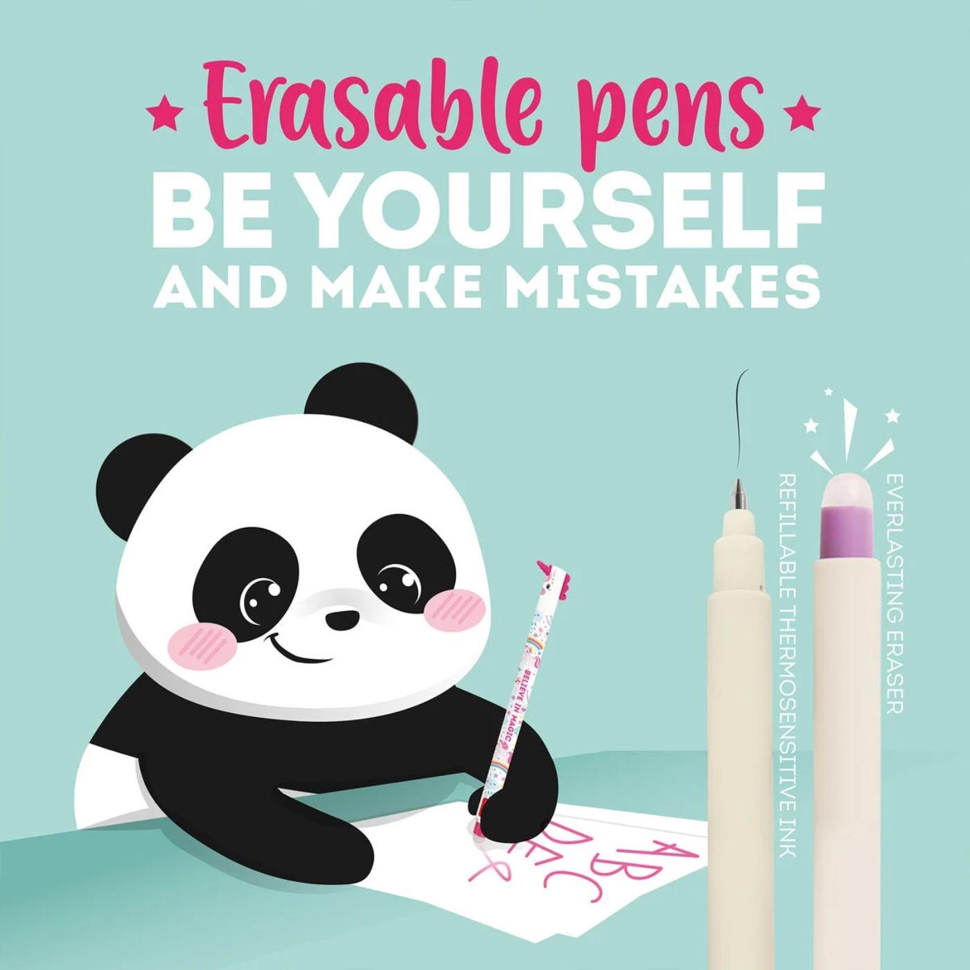 Legami Penguin Erasable Gel Pen - Turquoise Ink - Penguin Pen, Cute Penguins, Kids Stationery, Gel Pen, Erasable Pens, Legami Penguin Pen