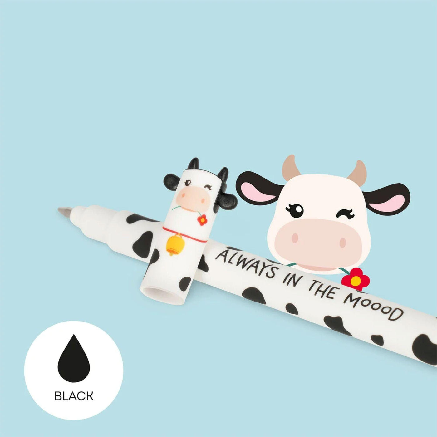 Legami Farm Animal Pens, Sweet Farm Animal Erasable Gel Pen Set of 4 - Cow, Pig, Donkey, Rooster, Legami Pens, Gel Pens