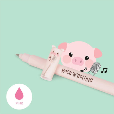 Legami Farm Animal Pens, Sweet Farm Animal Erasable Gel Pen Set of 4 - Cow, Pig, Donkey, Rooster, Legami Pens, Gel Pens