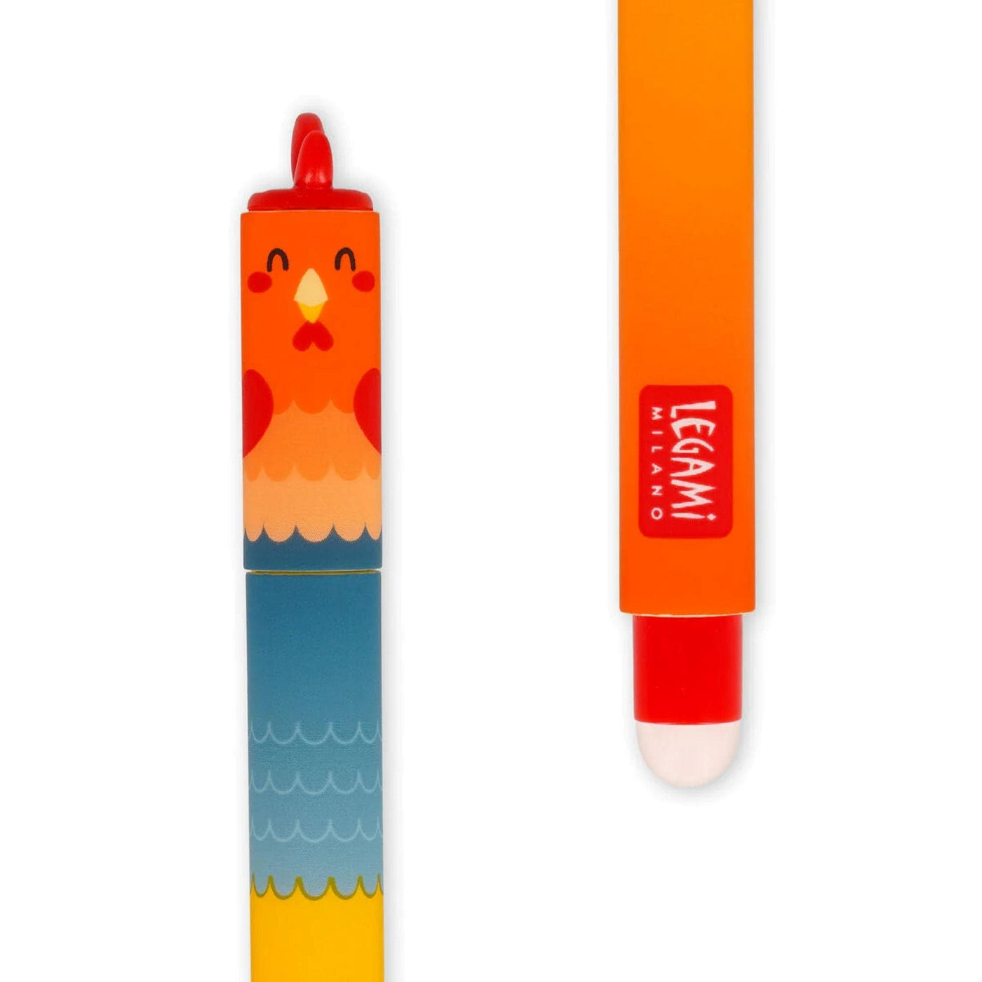 Legami Farm Animal Pens, Sweet Farm Animal Erasable Gel Pen Set of 4 - Cow, Pig, Donkey, Rooster, Legami Pens, Gel Pens