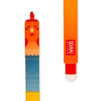 Legami Farm Animal Pens, Sweet Farm Animal Erasable Gel Pen Set of 4 - Cow, Pig, Donkey, Rooster, Legami Pens, Gel Pens