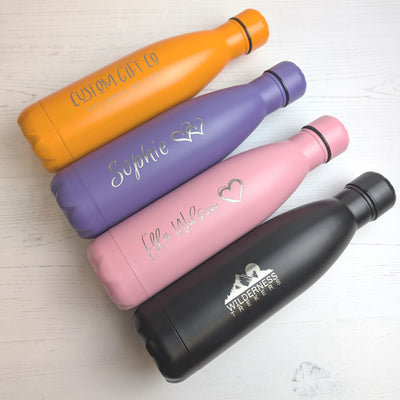 Personalised Water Bottle - Engraved Insulated Metal Bottle 500ml