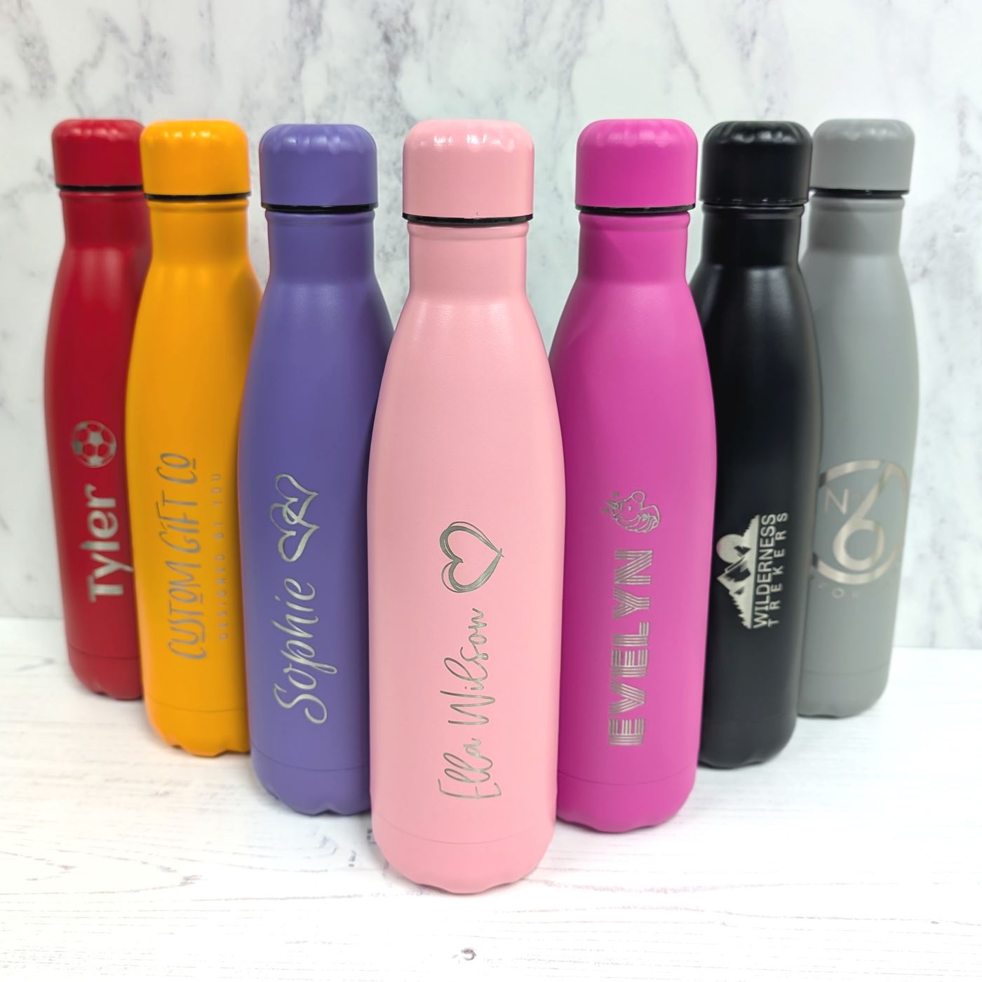 Personalised Water Bottle - Engraved Insulated Metal Bottle 500ml