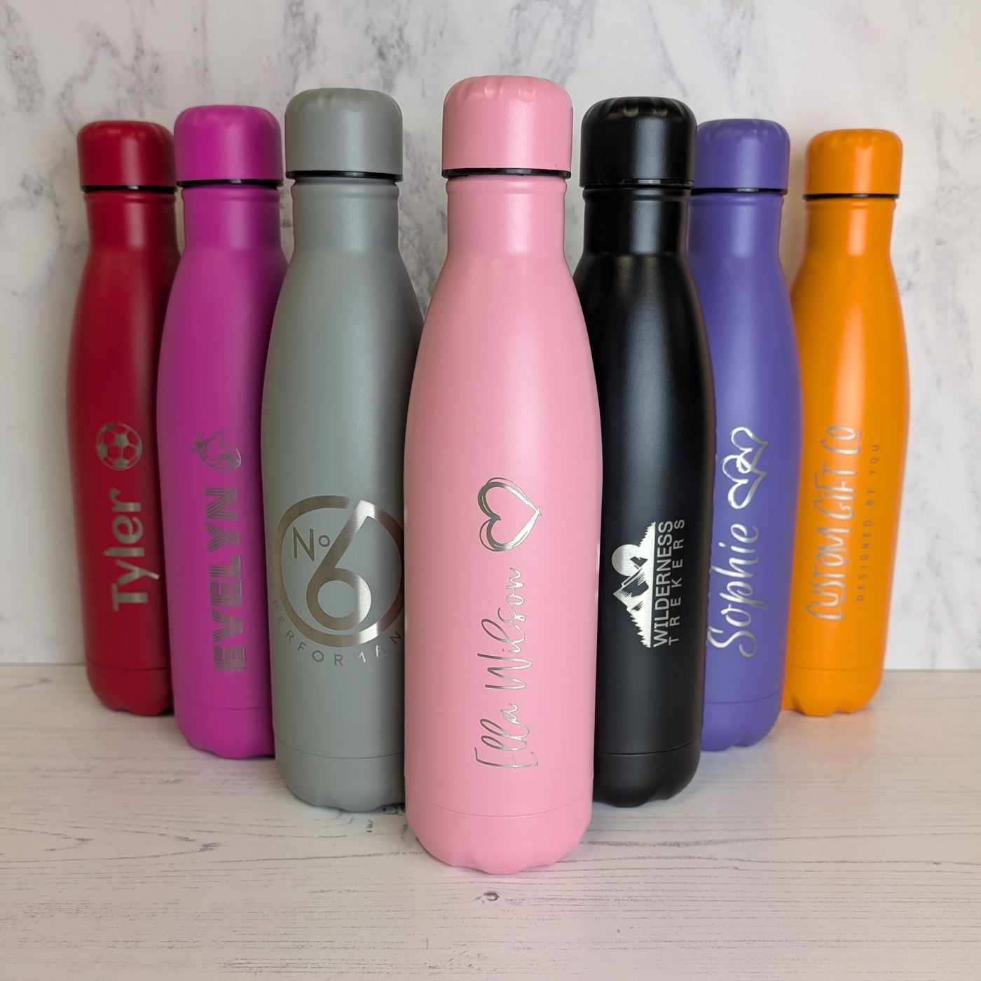 Personalised Water Bottle - Engraved Insulated Metal Bottle 500ml