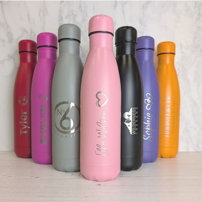 Personalised Water Bottle - Engraved Insulated Metal Bottle 500ml