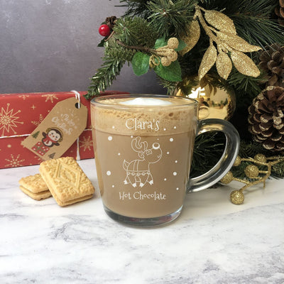 Personalised Glass Christmas Mug - Rudolph