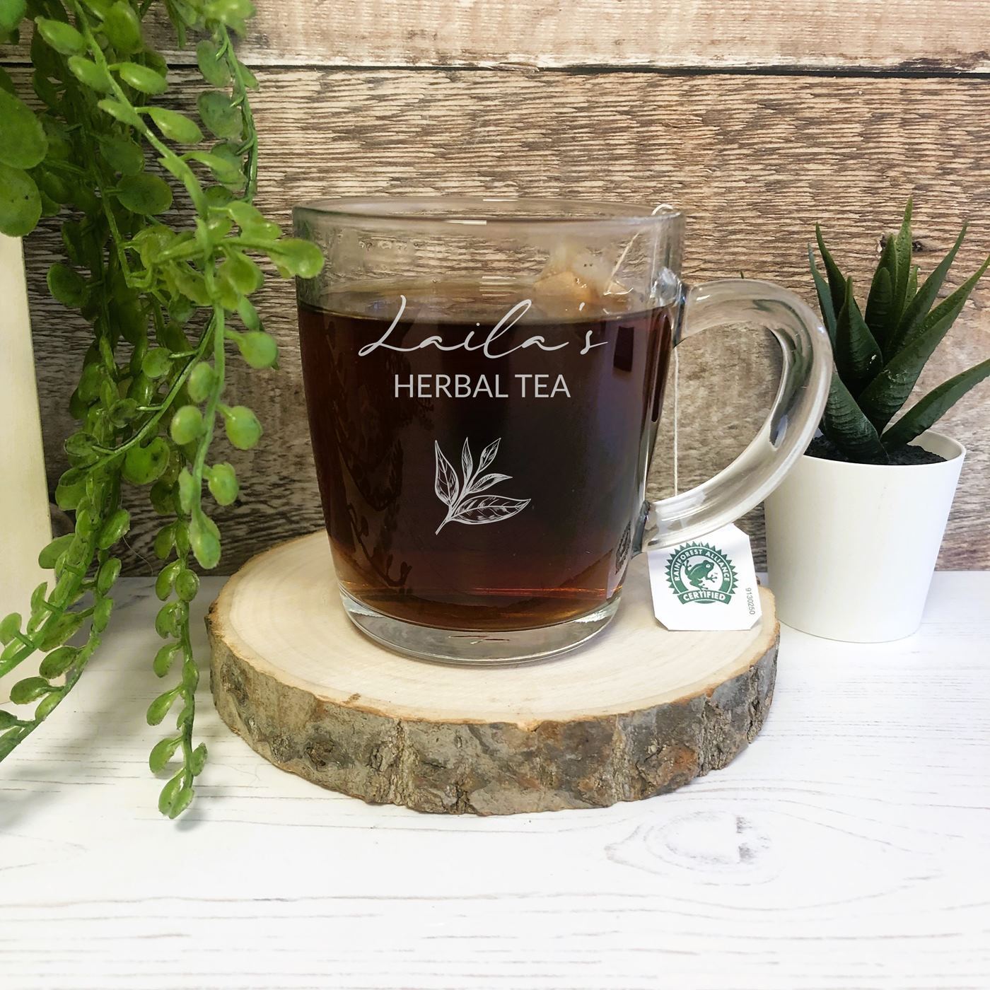 Personalised Glass Tea Mug - Tea Leaf – Custom Gift Co