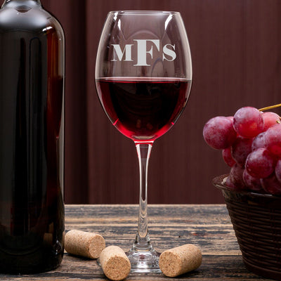 Engraved Wine Glass - Initials Monogram