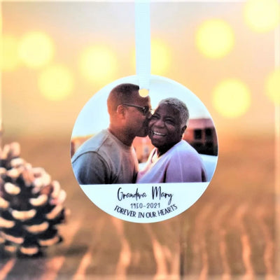 Personalised Photo Christmas Bauble - Grandma Grandad Memorial Ornament