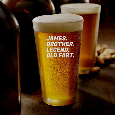 Personalised Pint Glass Contemporary Design - Four Customised Words