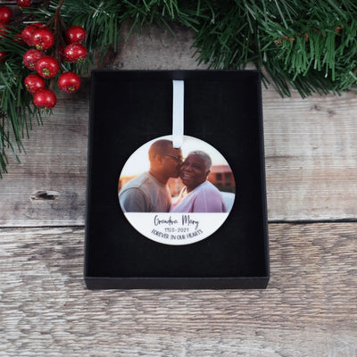 Personalised Photo Christmas Bauble - Grandma Grandad Memorial Ornament