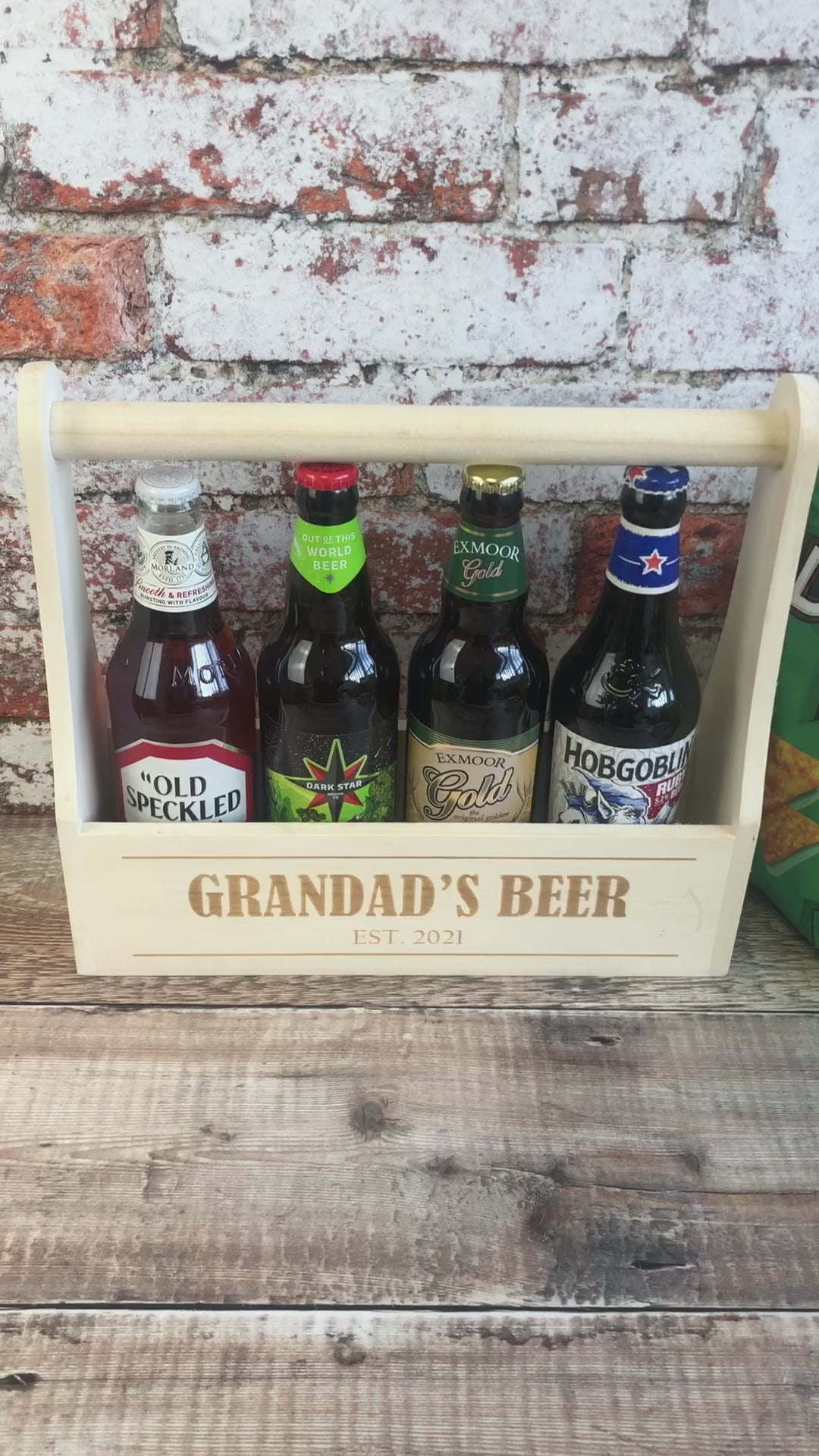 Personalised Wooden Beer Carrier - Grandad's Beer