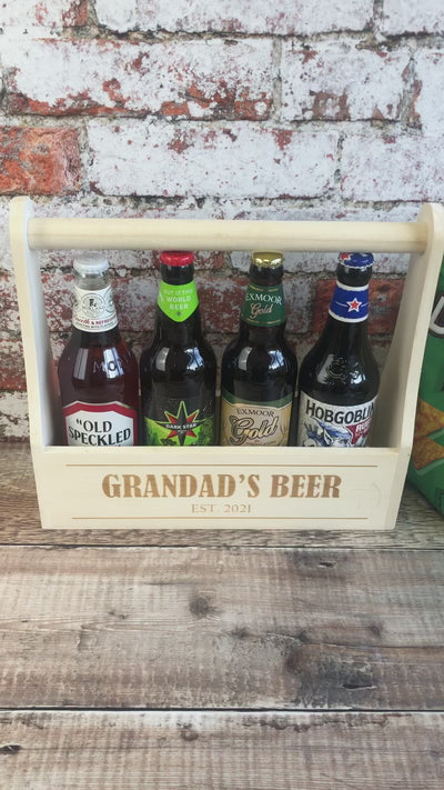 Personalised Wooden Beer Carrier - Grandad's Beer