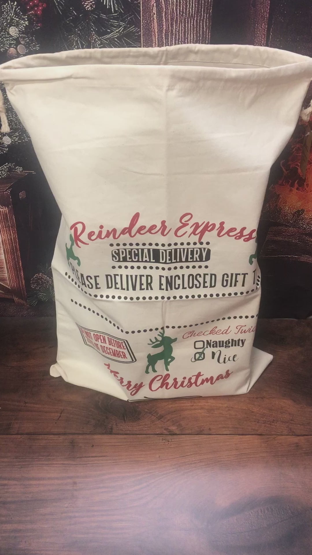 Personalised Festive Christmas Sack - Santa or Reindeer