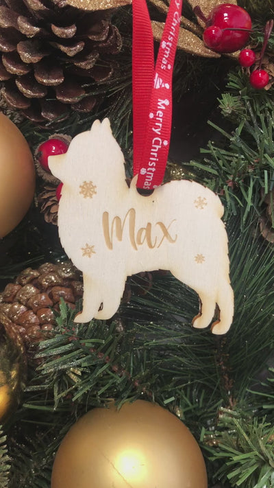Personalised Wooden Dog Christmas Bauble -  20+ Breeds Laser Engraved with Name