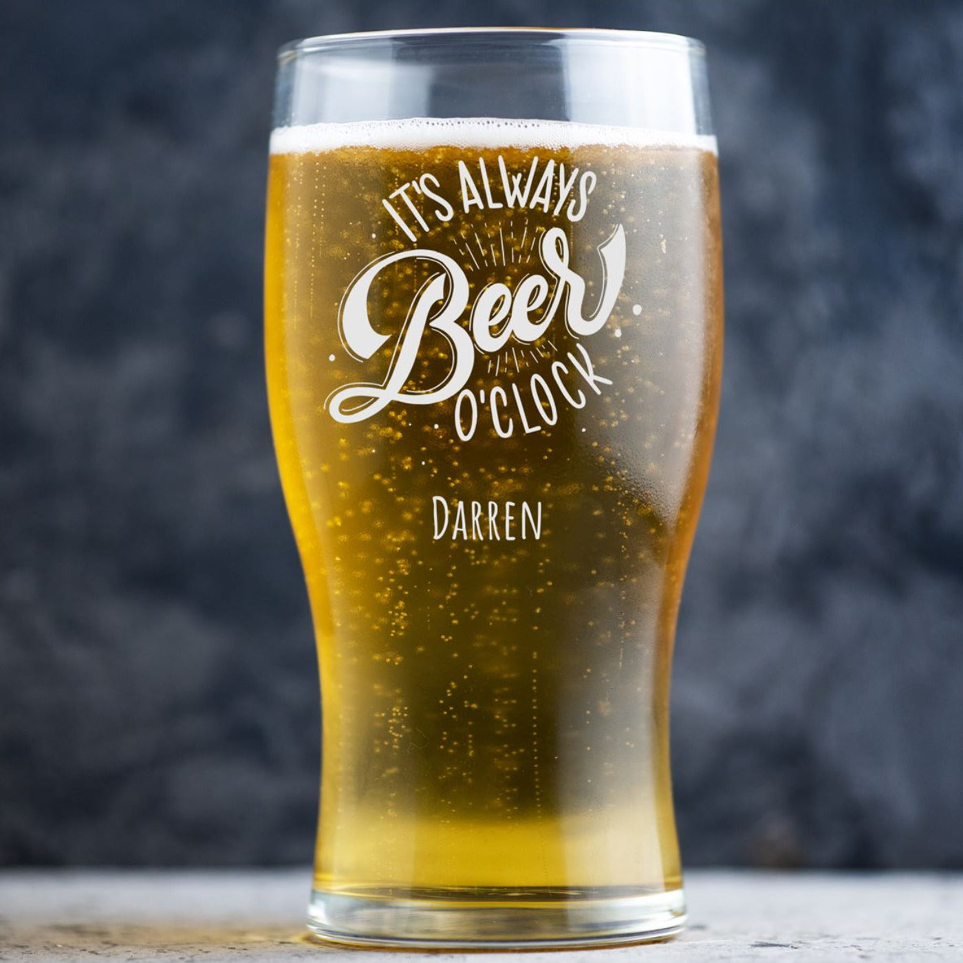 Personalised Beer Glass Classic Design - It's Always Beer O'Clock