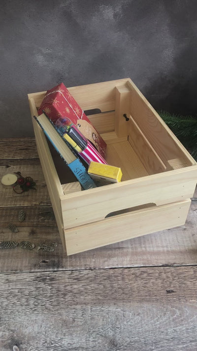 Personalised Christmas Eve Box Wooden Pine Crate - Cute Polar Bear